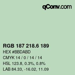 カラーコード: RGB 187 218.6 189 | qconv.com
