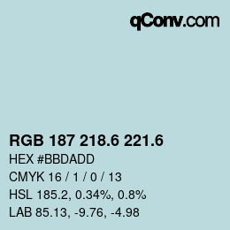 カラーコード: RGB 187 218.6 221.6 | qconv.com