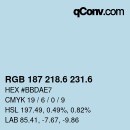 カラーコード: RGB 187 218.6 231.6 | qconv.com