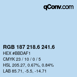 カラーコード: RGB 187 218.6 241.6 | qconv.com