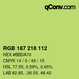 Color code: RGB 187 218 112 | qconv.com