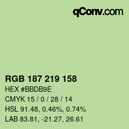 Color code: RGB 187 219 158 | qconv.com