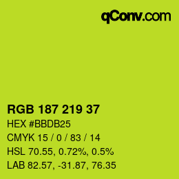 Color code: RGB 187 219 37 | qconv.com