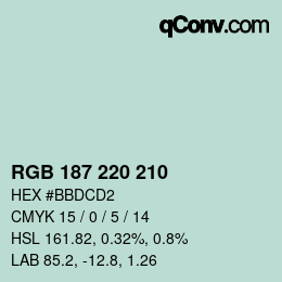 カラーコード: RGB 187 220 210 | qconv.com