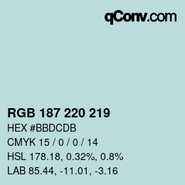 Código de color: RGB 187 220 219 | qconv.com