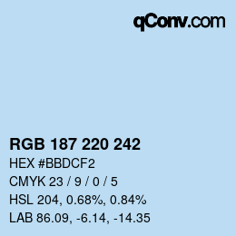 颜色代码: RGB 187 220 242 | qconv.com