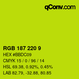 カラーコード: RGB 187 220 9 | qconv.com