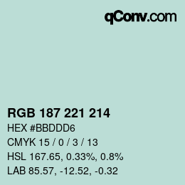 Código de color: RGB 187 221 214 | qconv.com