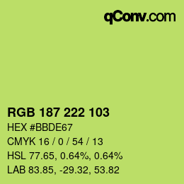 Color code: RGB 187 222 103 | qconv.com