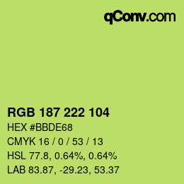 Color code: RGB 187 222 104 | qconv.com