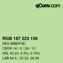 Color code: RGB 187 223 158 | qconv.com