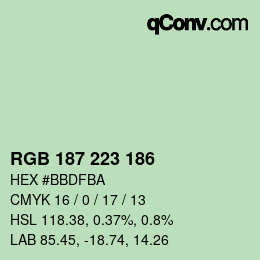 Farbcode: RGB 187 223 186 | qconv.com