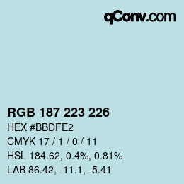 Farbcode: RGB 187 223 226 | qconv.com