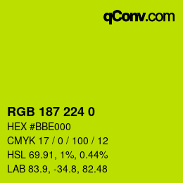 Color code: RGB 187 224 0 | qconv.com