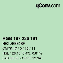Color code: RGB 187 226 191 | qconv.com