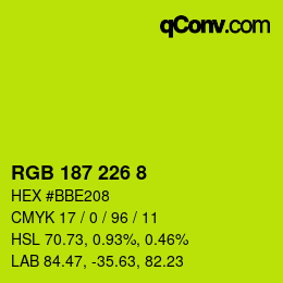 カラーコード: RGB 187 226 8 | qconv.com