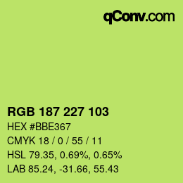 Color code: RGB 187 227 103 | qconv.com