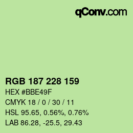 Código de color: RGB 187 228 159 | qconv.com