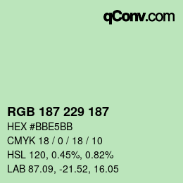 Color code: RGB 187 229 187 | qconv.com