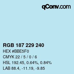 Color code: RGB 187 229 240 | qconv.com