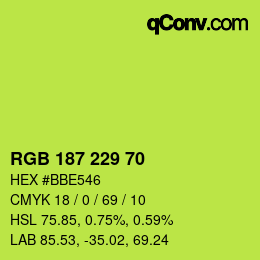 Color code: RGB 187 229 70 | qconv.com