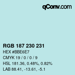 カラーコード: RGB 187 230 231 | qconv.com