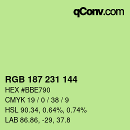 颜色代码: RGB 187 231 144 | qconv.com