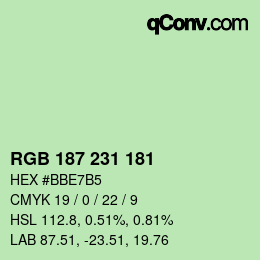 カラーコード: RGB 187 231 181 | qconv.com