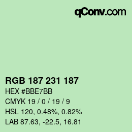 Color code: RGB 187 231 187 | qconv.com