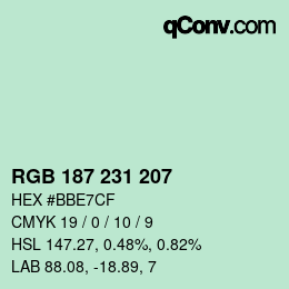 Color code: RGB 187 231 207 | qconv.com