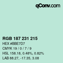 Color code: RGB 187 231 215 | qconv.com