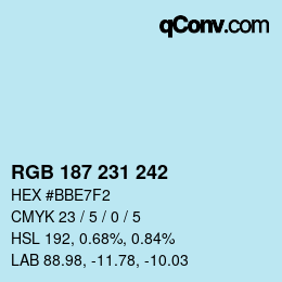 カラーコード: RGB 187 231 242 | qconv.com