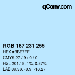 颜色代码: RGB 187 231 255 | qconv.com