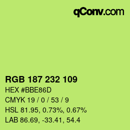 Color code: RGB 187 232 109 | qconv.com