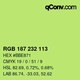 Color code: RGB 187 232 113 | qconv.com