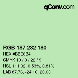 Color code: RGB 187 232 180 | qconv.com