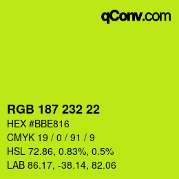 Color code: RGB 187 232 22 | qconv.com