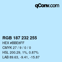 颜色代码: RGB 187 232 255 | qconv.com