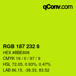 颜色代码: RGB 187 232 8 | qconv.com