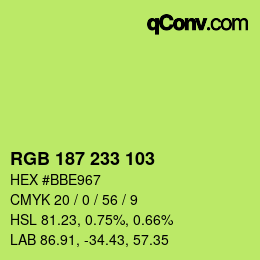 カラーコード: RGB 187 233 103 | qconv.com