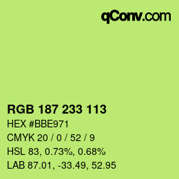 Color code: RGB 187 233 113 | qconv.com