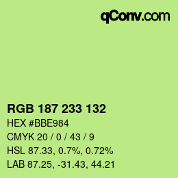 Color code: RGB 187 233 132 | qconv.com