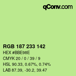 Color code: RGB 187 233 142 | qconv.com