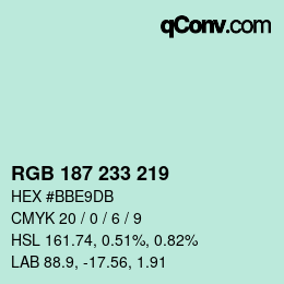 Color code: RGB 187 233 219 | qconv.com