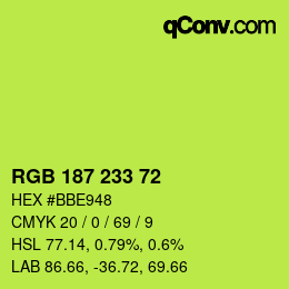 Color code: RGB 187 233 72 | qconv.com