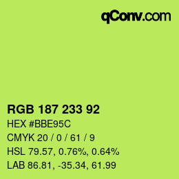 カラーコード: RGB 187 233 92 | qconv.com