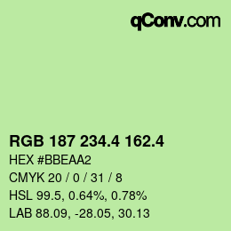 カラーコード: RGB 187 234.4 162.4 | qconv.com