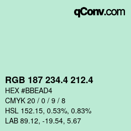 カラーコード: RGB 187 234.4 212.4 | qconv.com