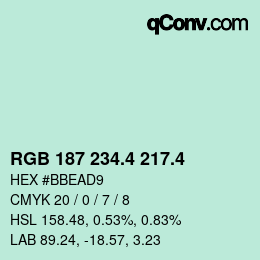 カラーコード: RGB 187 234.4 217.4 | qconv.com