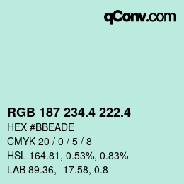 カラーコード: RGB 187 234.4 222.4 | qconv.com